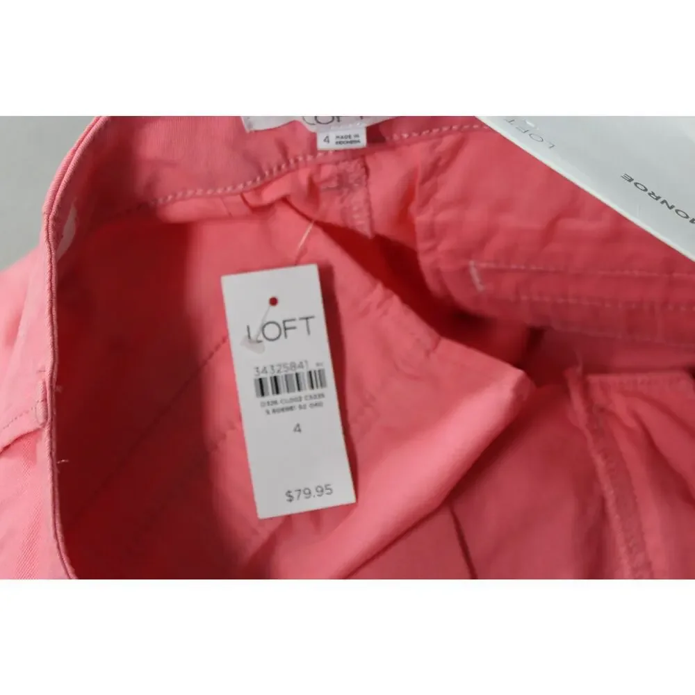 LOFT Monroe Slim Pants Womens 4 Pink Corral Stretch Cotton Chino Career Casual - Picture 5 of 6